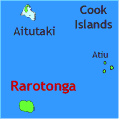 map showing cook islands hotels