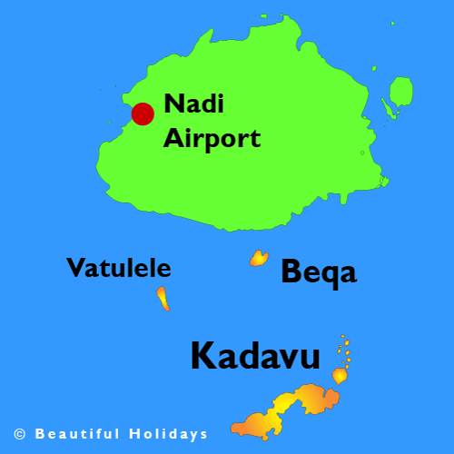map of kadavu and beqa showing accomodation