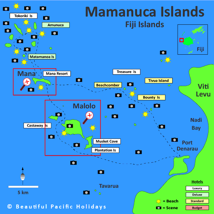 Map of Mamanuca Islands South Pacific Islands