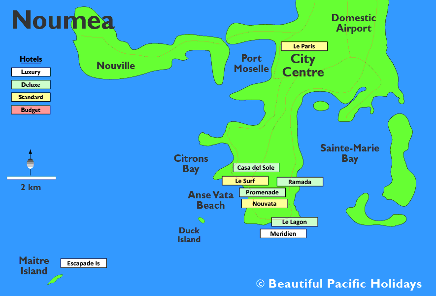 noumea accommodation locations