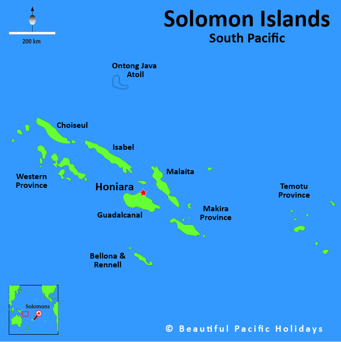 The Solomon Islands map south pacific islands