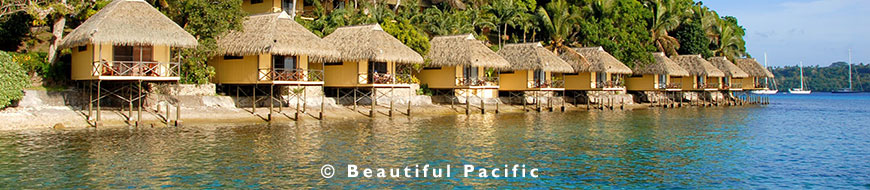 overwater bungalows at a port vila hotel