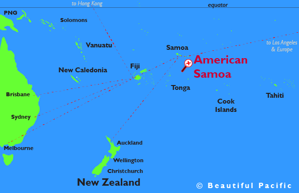 map of the american samoa in the south pacific