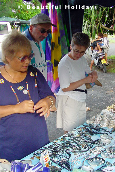 black pearls at the local outdoor market on Rarotonga