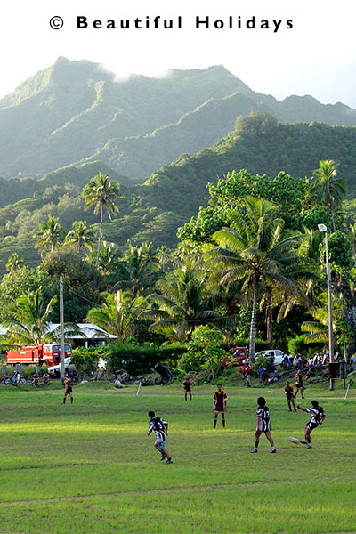 cook islands rugby game at takitumu on rarotonga