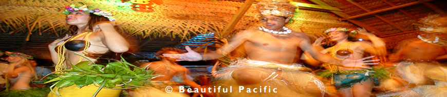 island dancers at a beach resort in the cook islands