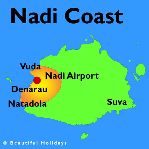 map of nadi showing accommodation and resorts