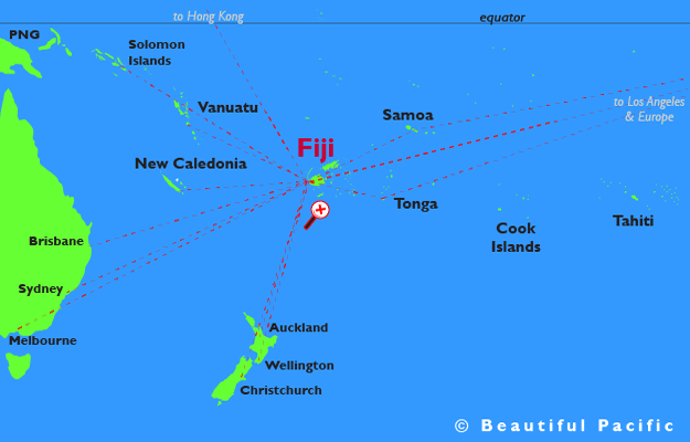 map showing fiji islands location in the south pacific