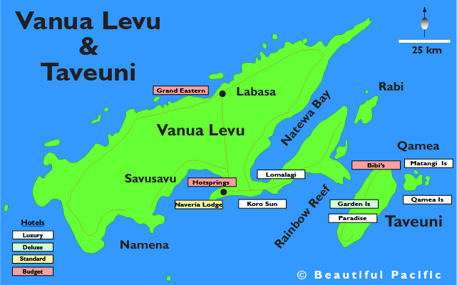 map of vanua levu hotels