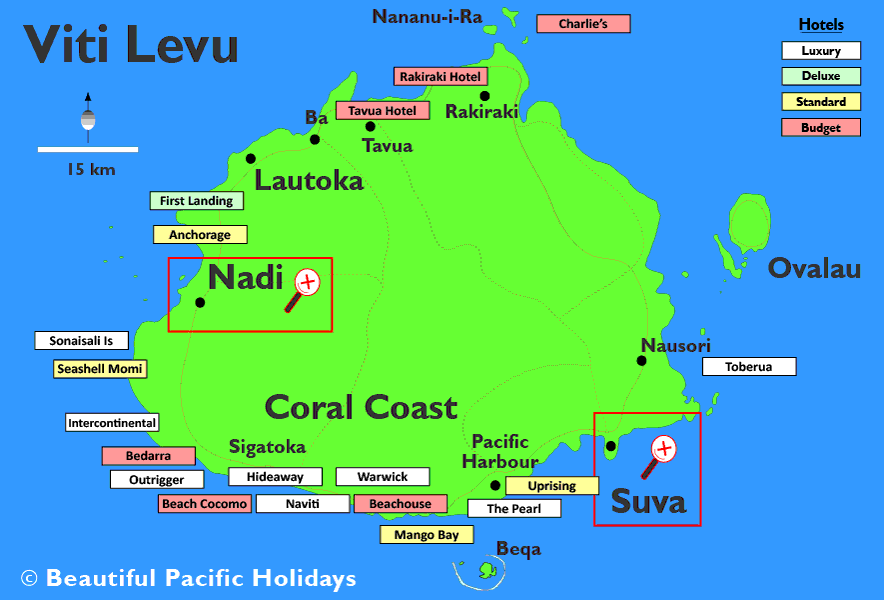 map of the coral coast in fiji