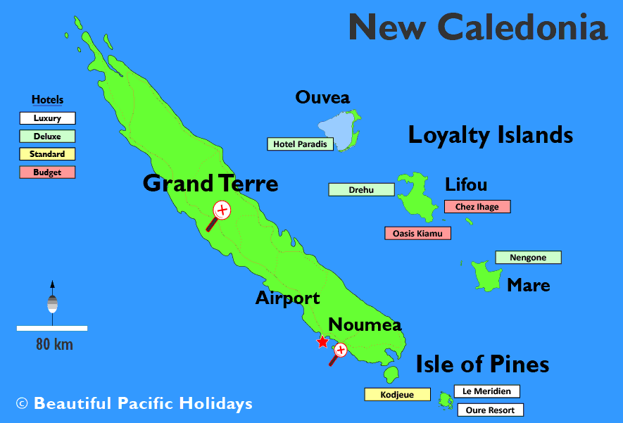 Beautiful New Caledonia accommodation locations