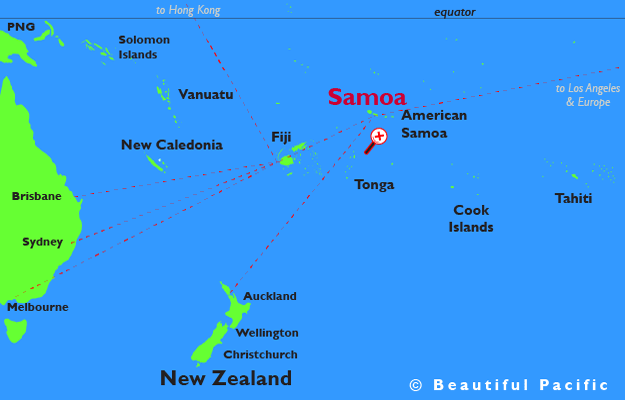 map showing the samoa islands in the south pacific