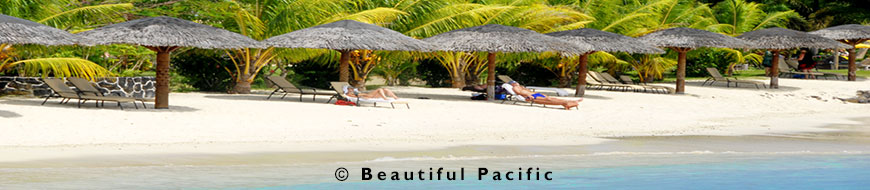 tourists sunbathing at a beach resort in samoa