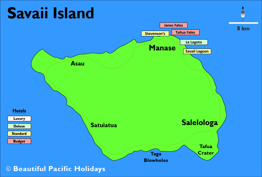 map of savaii island hotel locations