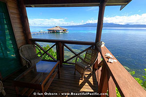 view of aitutaki beach villas from beach