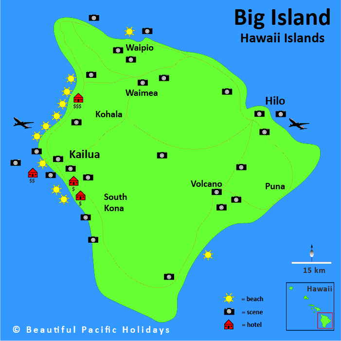 big island map hawaii island