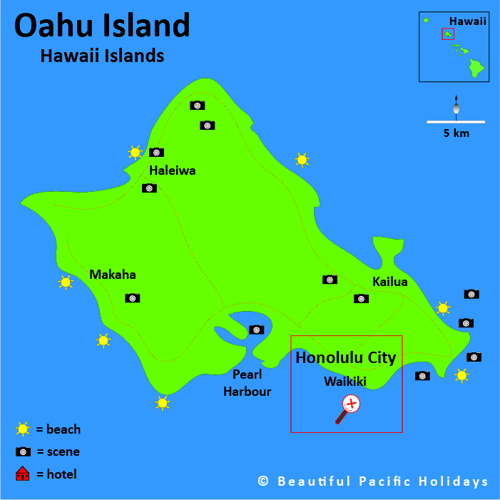 oahu map hawaii island