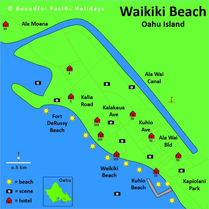 waikiki beach mappictures hawaii island