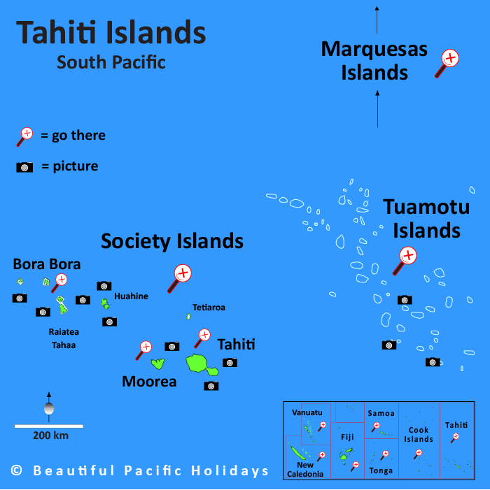 Map Of Tahiti Islands French Polynesia In The South Pacific Islands