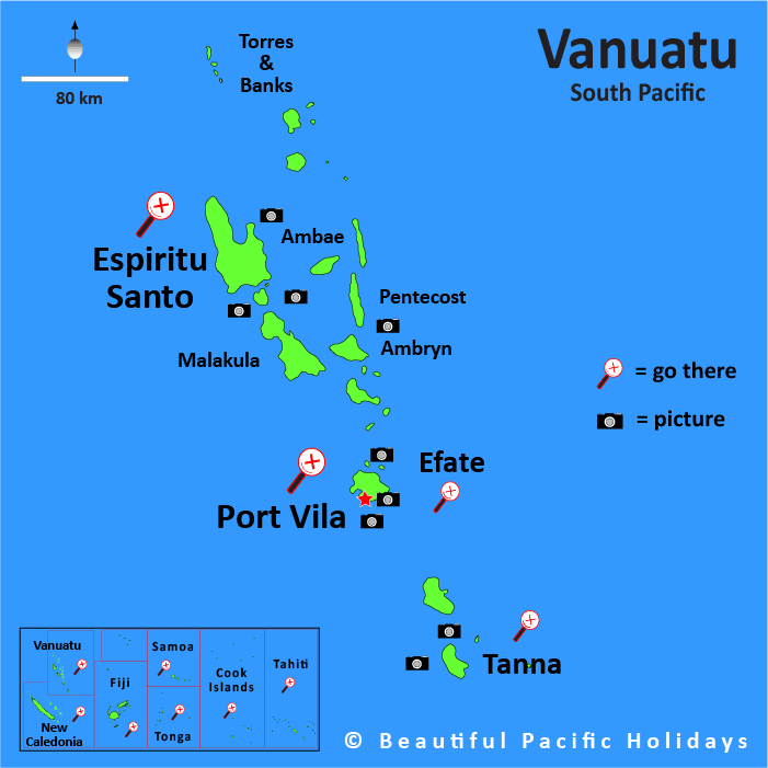Vanuatu map south pacific islands