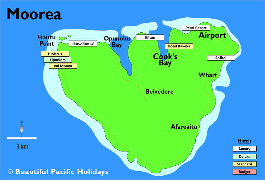 map of moorea island showing hotel locations