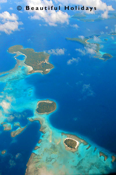 view over an island resort in fiji