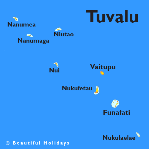 map of tuvalu showing hotels and beach location