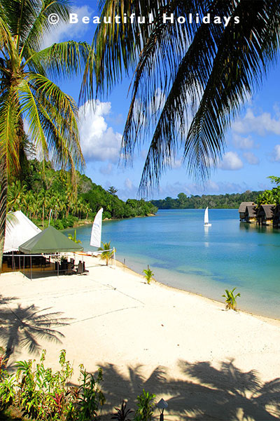view over an island resort in fiji