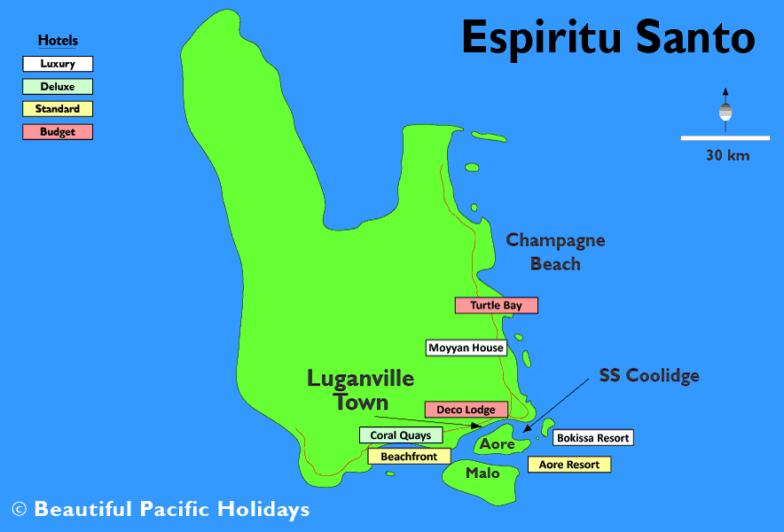 santo accommodation locations