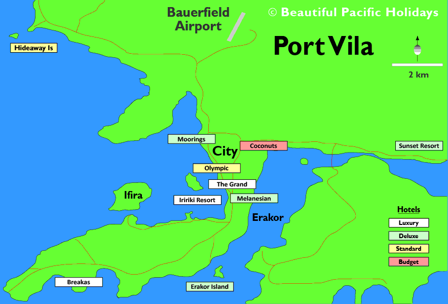 port vila accommodation locations